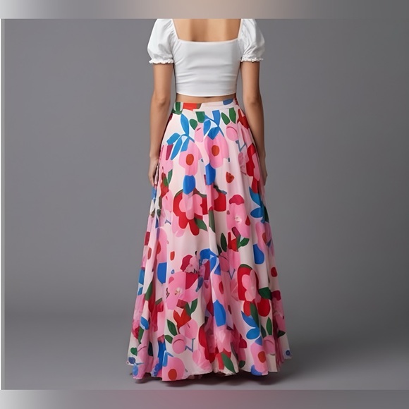 Boho A-Line Floral Maxi Skirt Pink - Picture 3 of 9